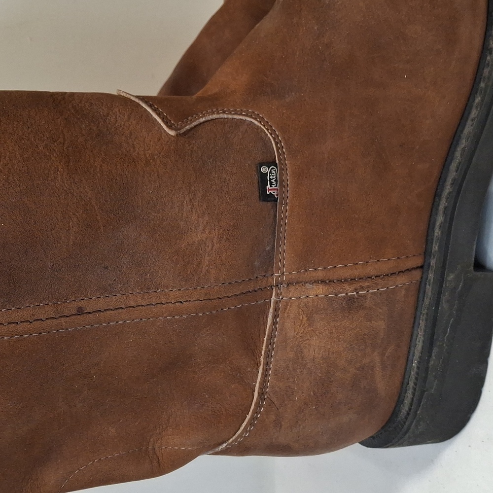 Justin Mens Conductor Work Boot 10" Size 13D Leather 4760 Brown Soft Toe - Picture 8 of 13